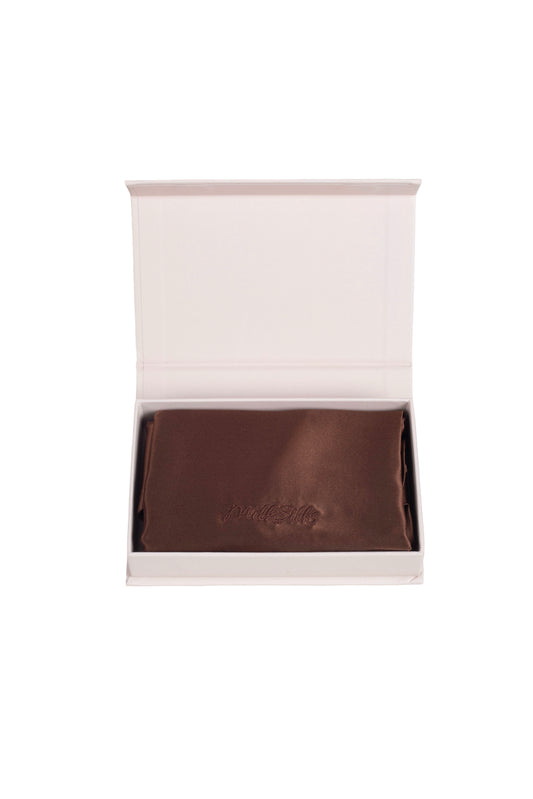 Coffee Brown Silk Pillowcase